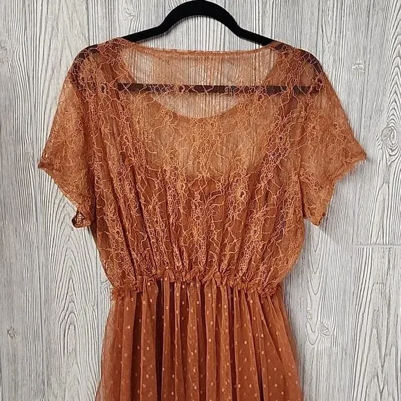 Vero Moda Orange Lace Midi Dress - Picture 5 of 13